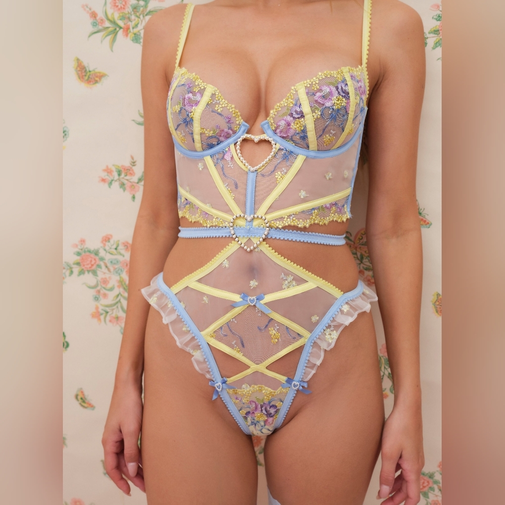 For love and lemons lavender fields teddy NWT size S Blue and yellow